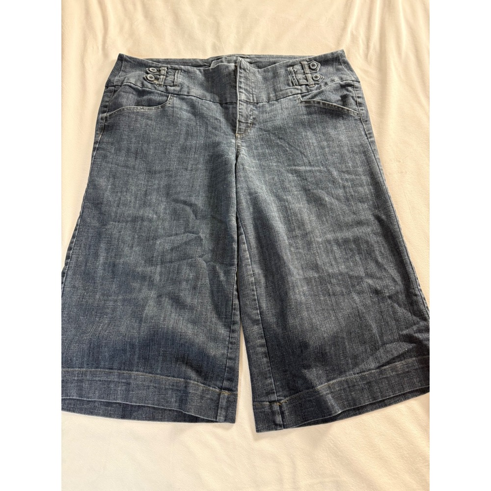 Boom Boom Jeans Womens Blue Denim Gaucho Shorts Wide Leg Cropped Pants Size 20W